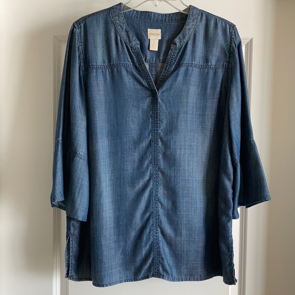 Chico’s V-neck denim tunic/dark navy
